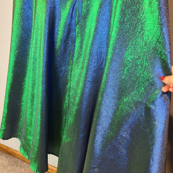 Clarisse Prom Dress Sz 16 Green Blue rhinestone beaded Gown Wedding Fairy - Picture 2 of 8